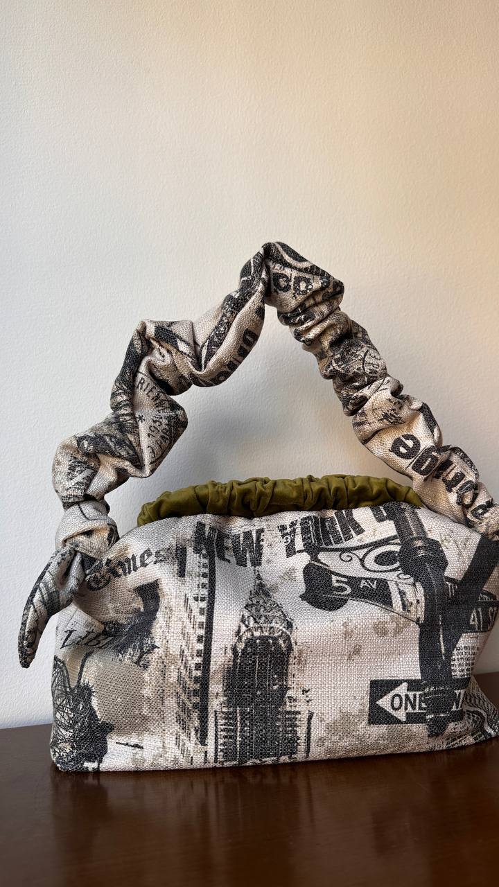 New York Newspaper Print Clutch Bag