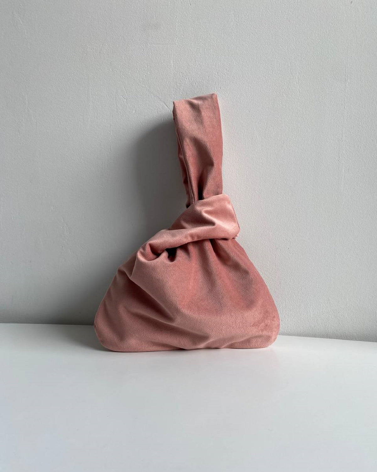 Japanese knot bag Pink velvet bag