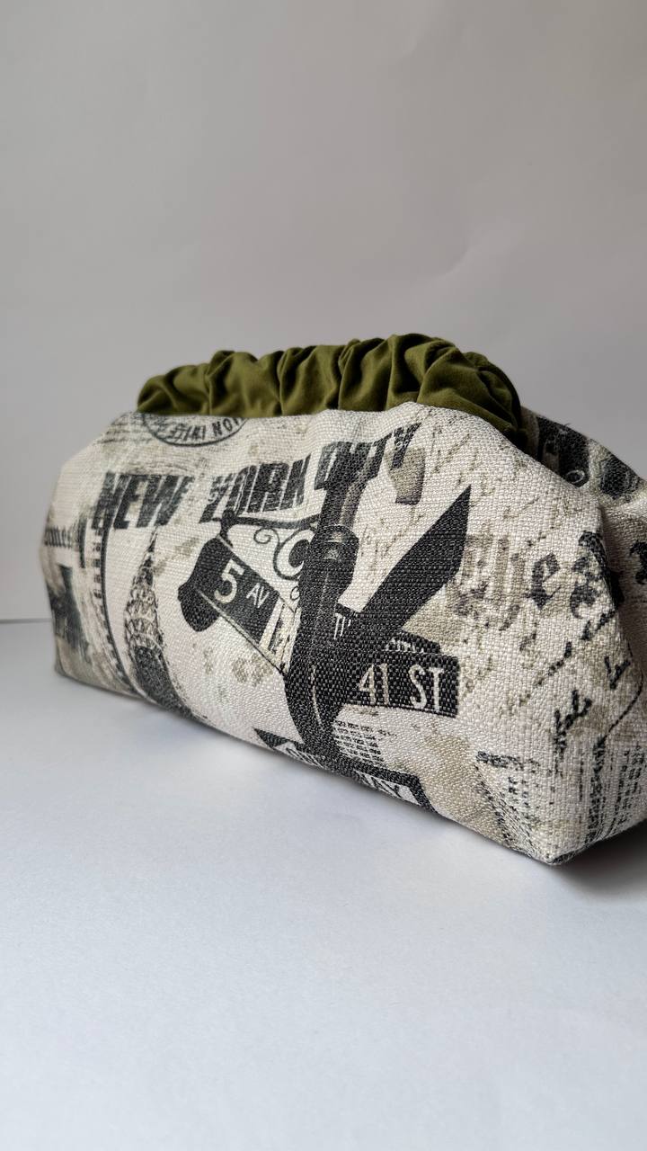 New York Newspaper Print Clutch Bag