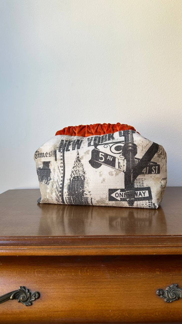 New York Newspaper Print Clutch Bag