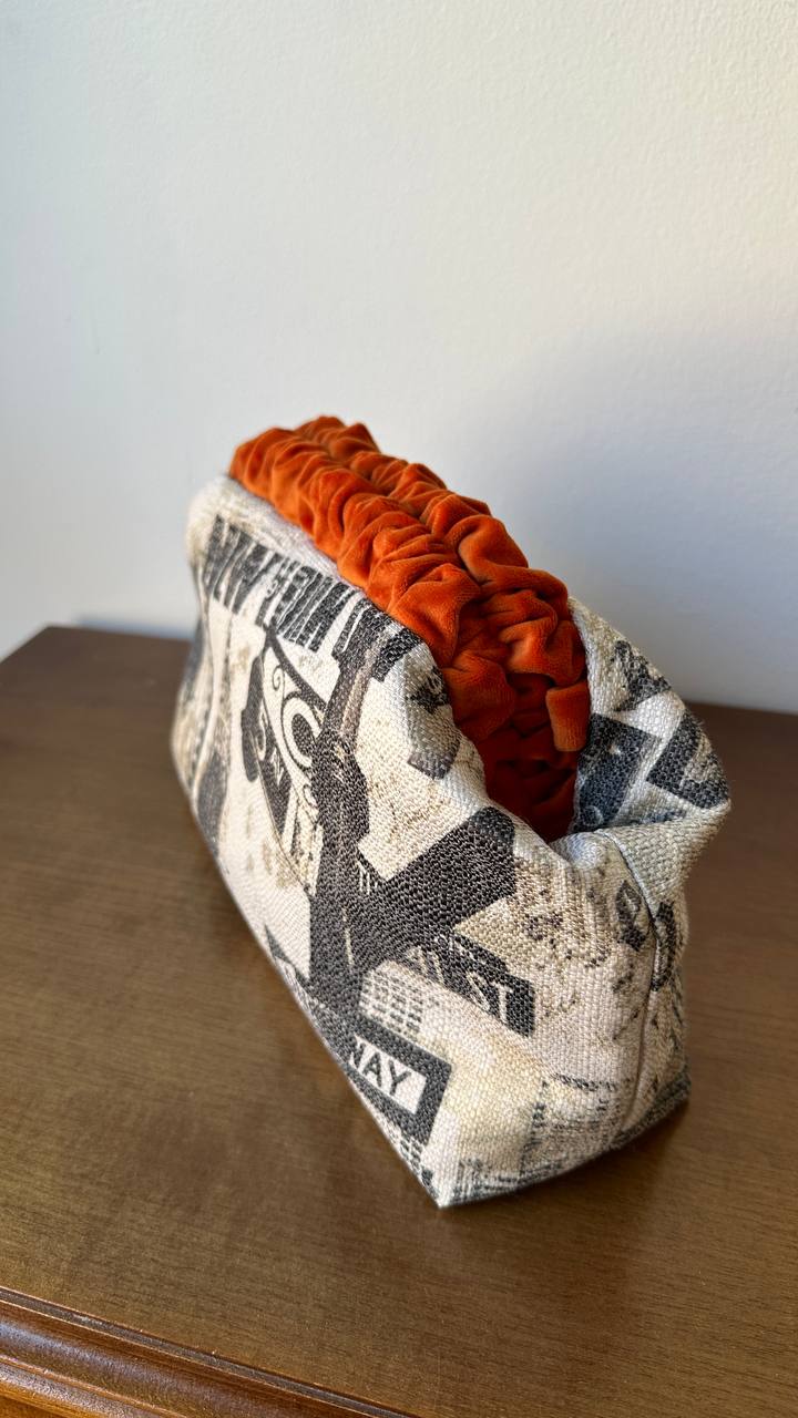 New York Newspaper Print Clutch Bag