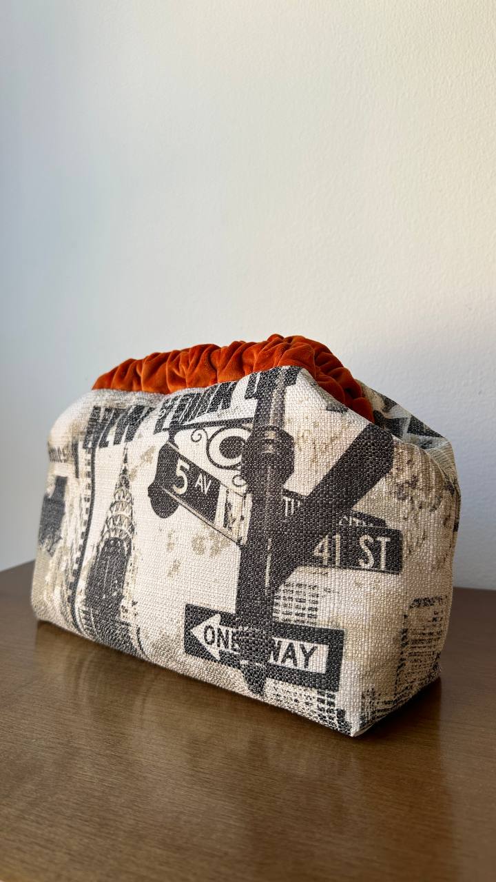New York Newspaper Print Clutch Bag