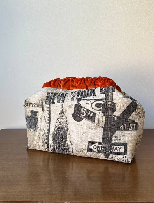 New York Newspaper Print Clutch Bag