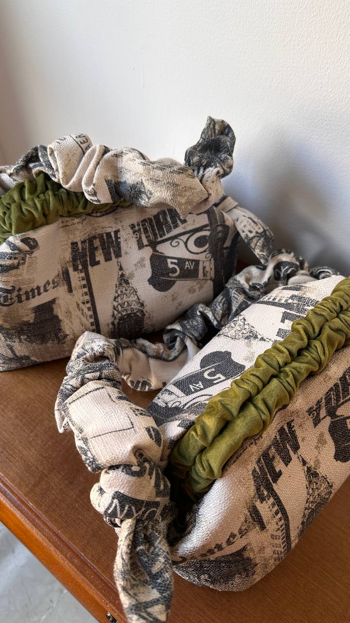 New York Newspaper Print Clutch Bag