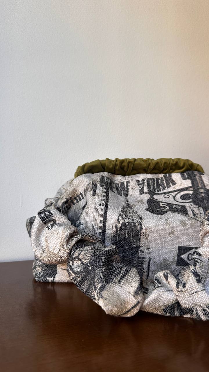 New York Newspaper Print Clutch Bag
