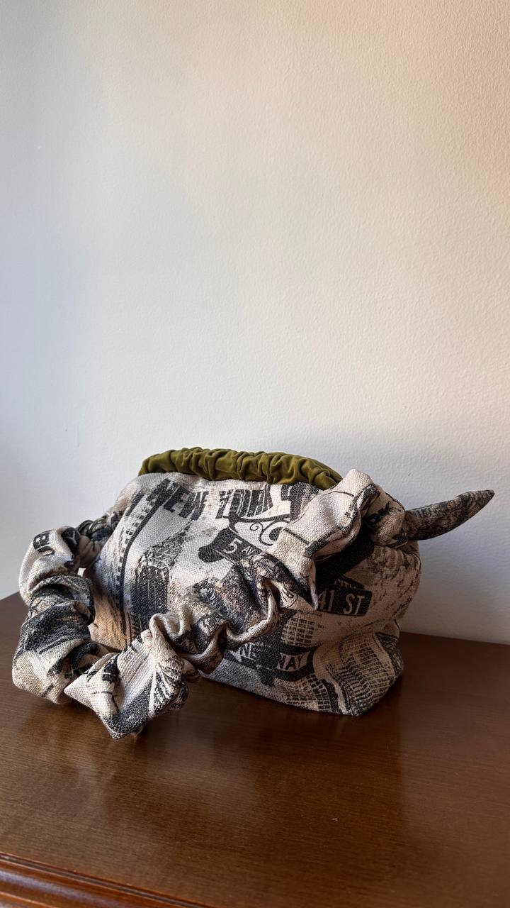 New York Newspaper Print Clutch Bag