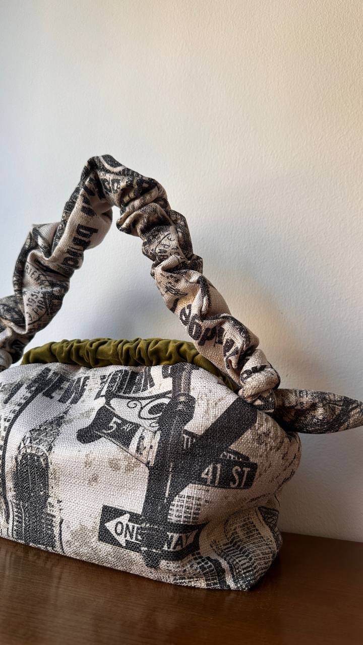 New York Newspaper Print Clutch Bag