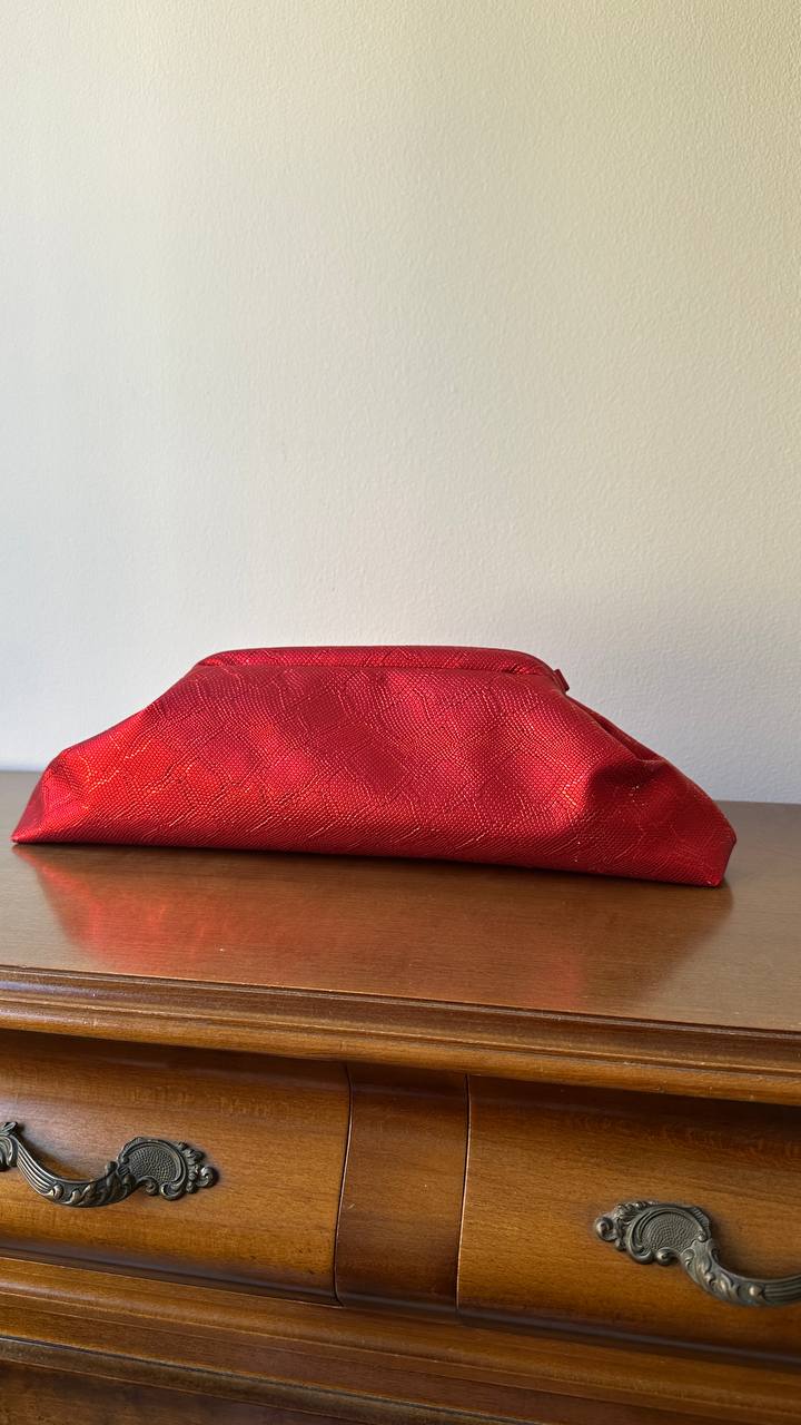 Baguette clutch Snake in red