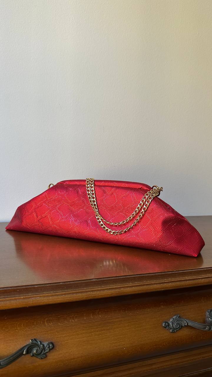 Baguette clutch Snake in red