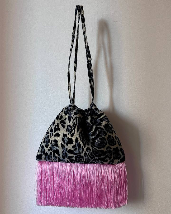 Silver Leopard Evening Pouch